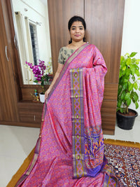 Soft Patola Sarees with Small Border - Pink with Purple