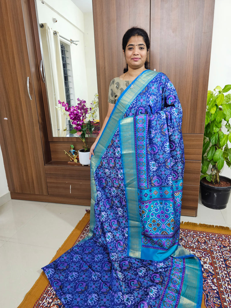 Soft Patola Sarees with Small Border - Blue