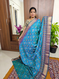 Soft Patola Sarees with Small Border - Blue with Purple