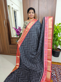 Soft Patola Sarees with Small Border - Black with Red