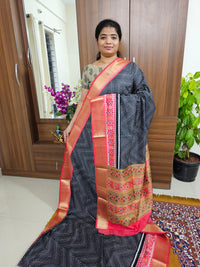 Soft Patola Sarees with Small Border - Black with Red