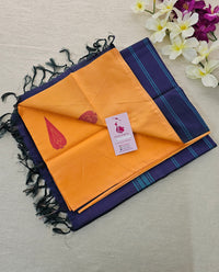 Peachish Orange Shade Handwoven Chinnalampattu Saree