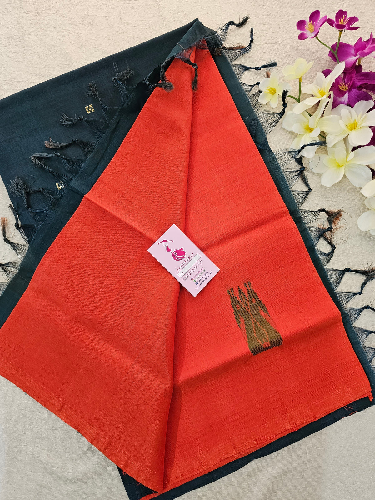 Red with Peacock Green Handwoven Chinnalampattu Saree