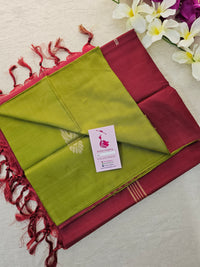 Green with Maroon Handwoven Chinnalampattu Saree