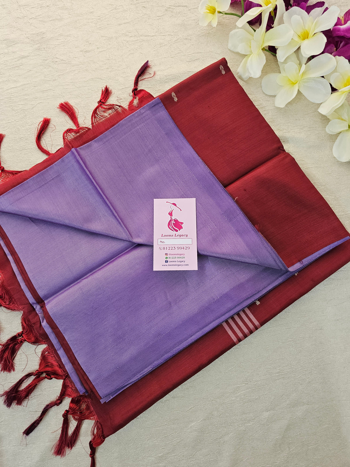 Lavender with Marron Handwoven Chinnalampattu Saree