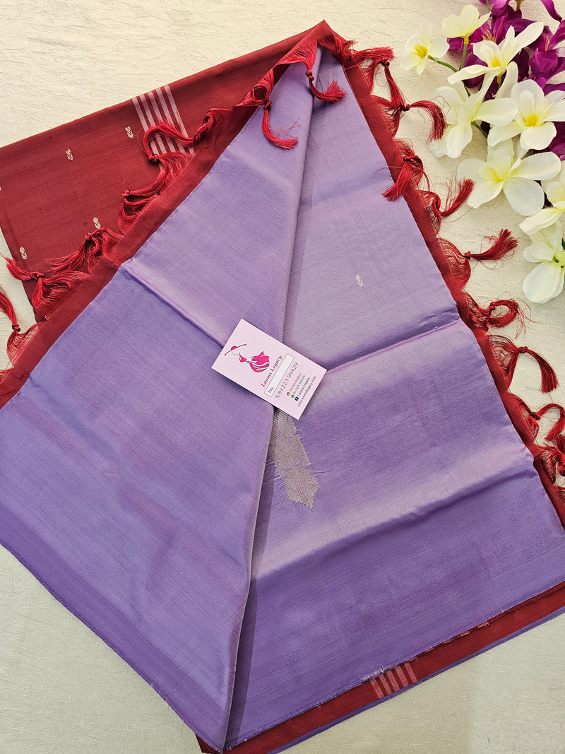 Lavender with Marron Handwoven Chinnalampattu Saree