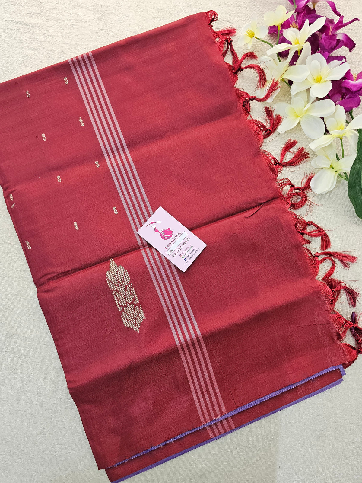 Lavender with Marron Handwoven Chinnalampattu Saree