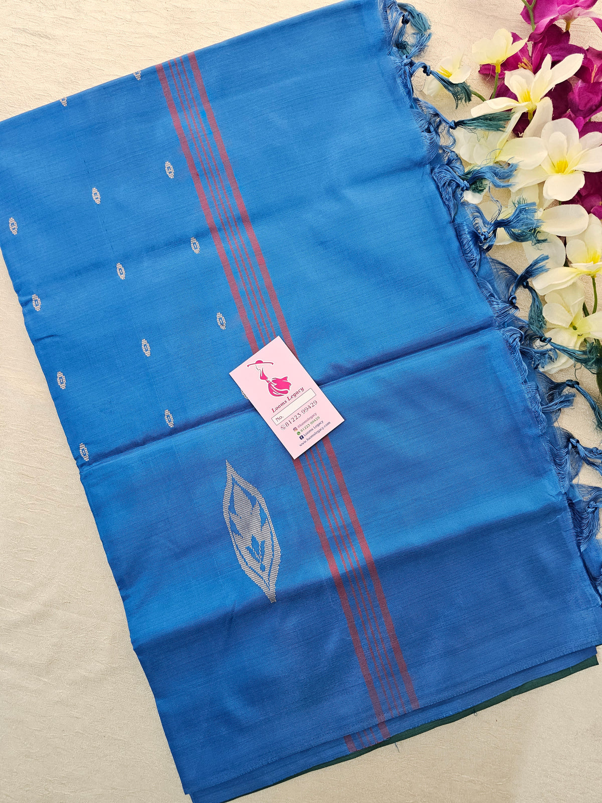 Dark Green with Blue  Handwoven Chinnalampattu Saree