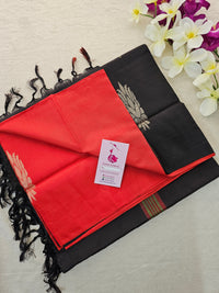 Red with Brown Handwoven Chinnalampattu Saree