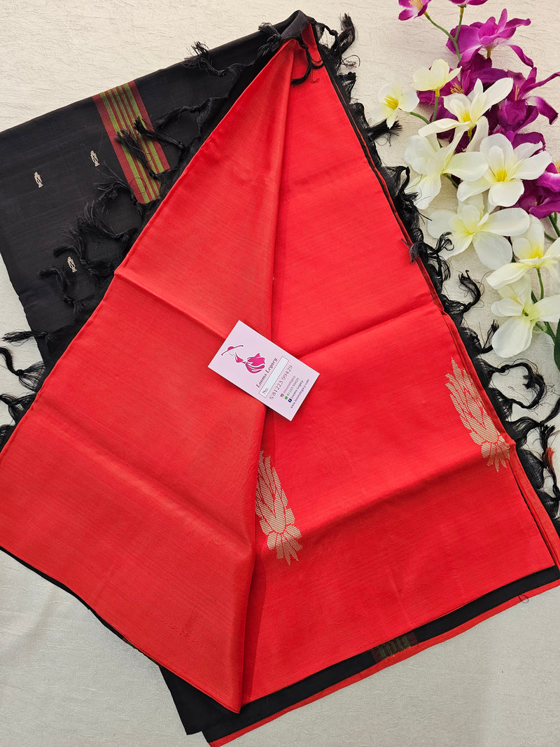 Red with Brown Handwoven Chinnalampattu Saree