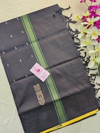 Yellow with Black Handwoven Chinnalampattu Saree