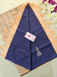 Navy Blue with Peach Handwoven Chinnalampattu Saree