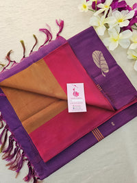 Dual Shade Brown with Purple Border Handwoven Chinnalampattu Saree