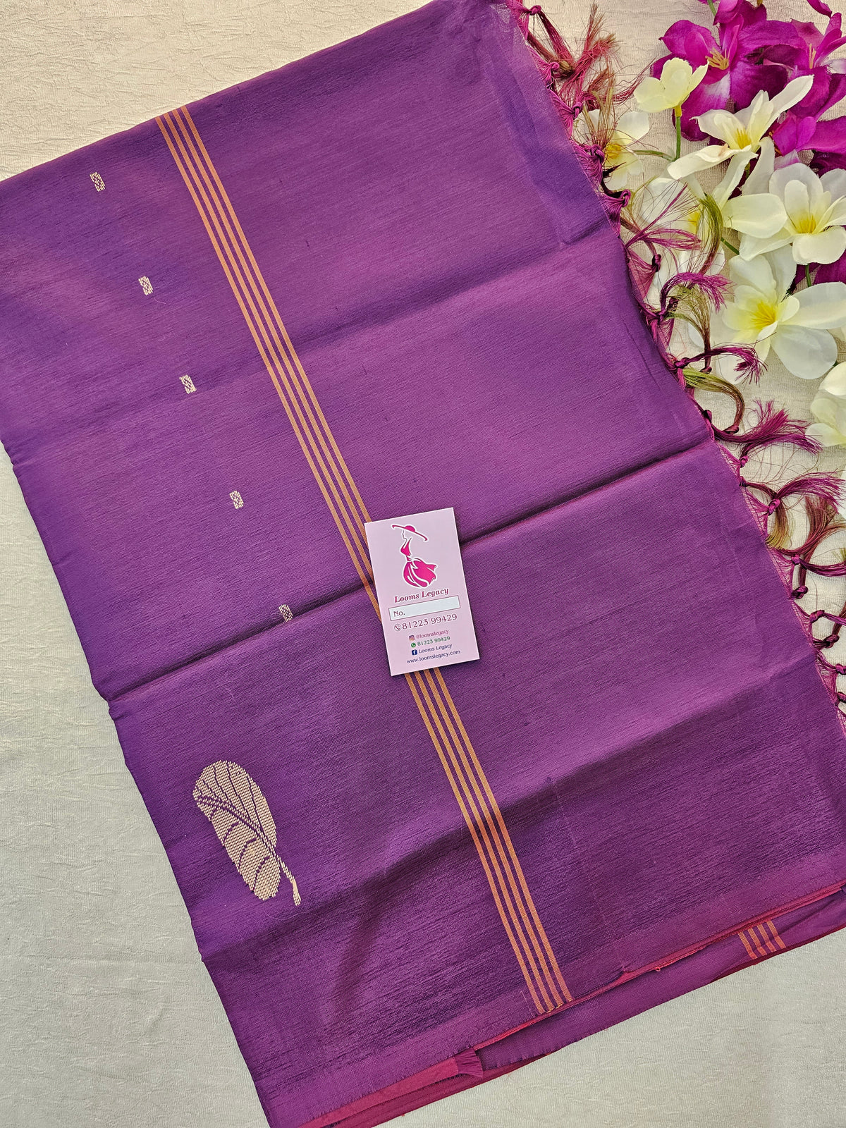 Dual Shade Brown with Purple Border Handwoven Chinnalampattu Saree