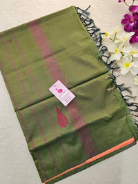 Peach with Green Handwoven Chinnalampattu Saree