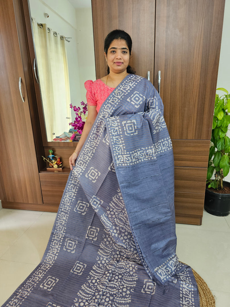 Bhagalpuri Silk Viscous with Batik Prints -  Grey