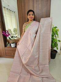 Semi Maandu Tussar Zari Weaving Saree - Pastel Pink