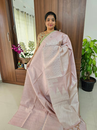 Semi Maandu Tussar Zari Weaving Saree - Pastel Pink