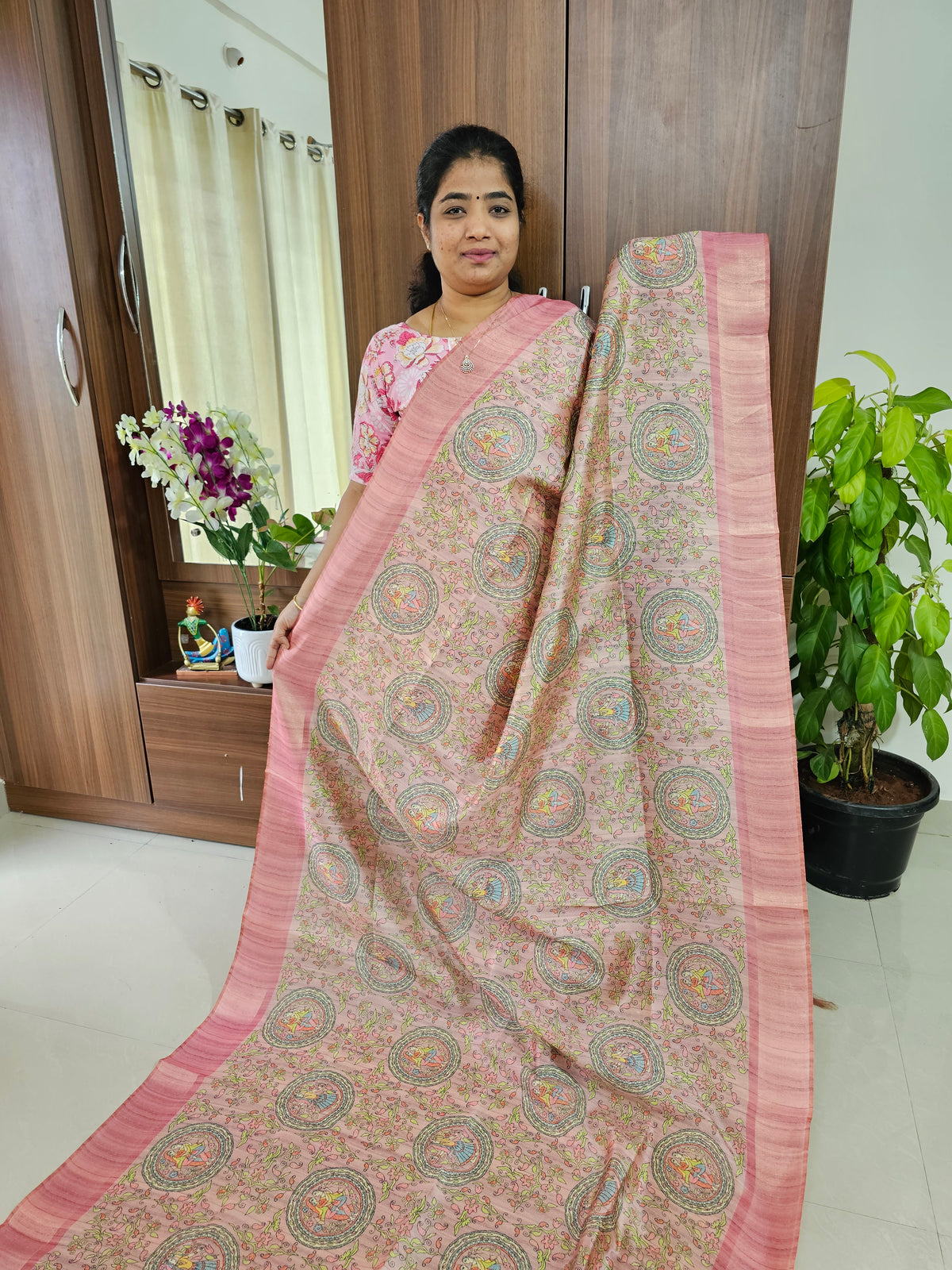 Semi Ghicha Digital Printed Saree - Pink