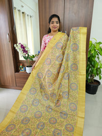 Semi Ghicha Digital Printed Saree - Yellow