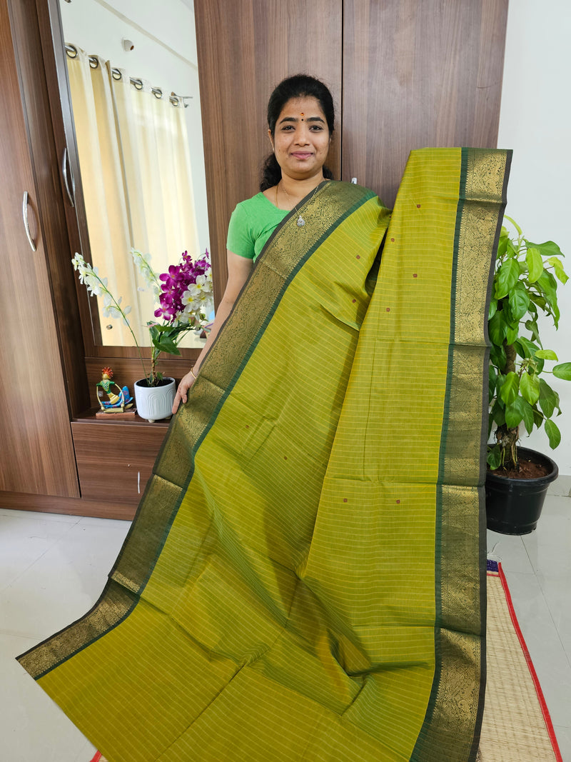 Green with Dark Green Kanchi Cotton Saree