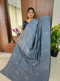 Semi Raw Silk - Grey with Blue