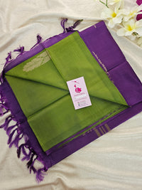 Green with Purple Pallu Handwoven Chinnalampattu Saree