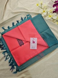 Pink with Greyish Blue Pallu Handwoven Chinnalampattu Saree