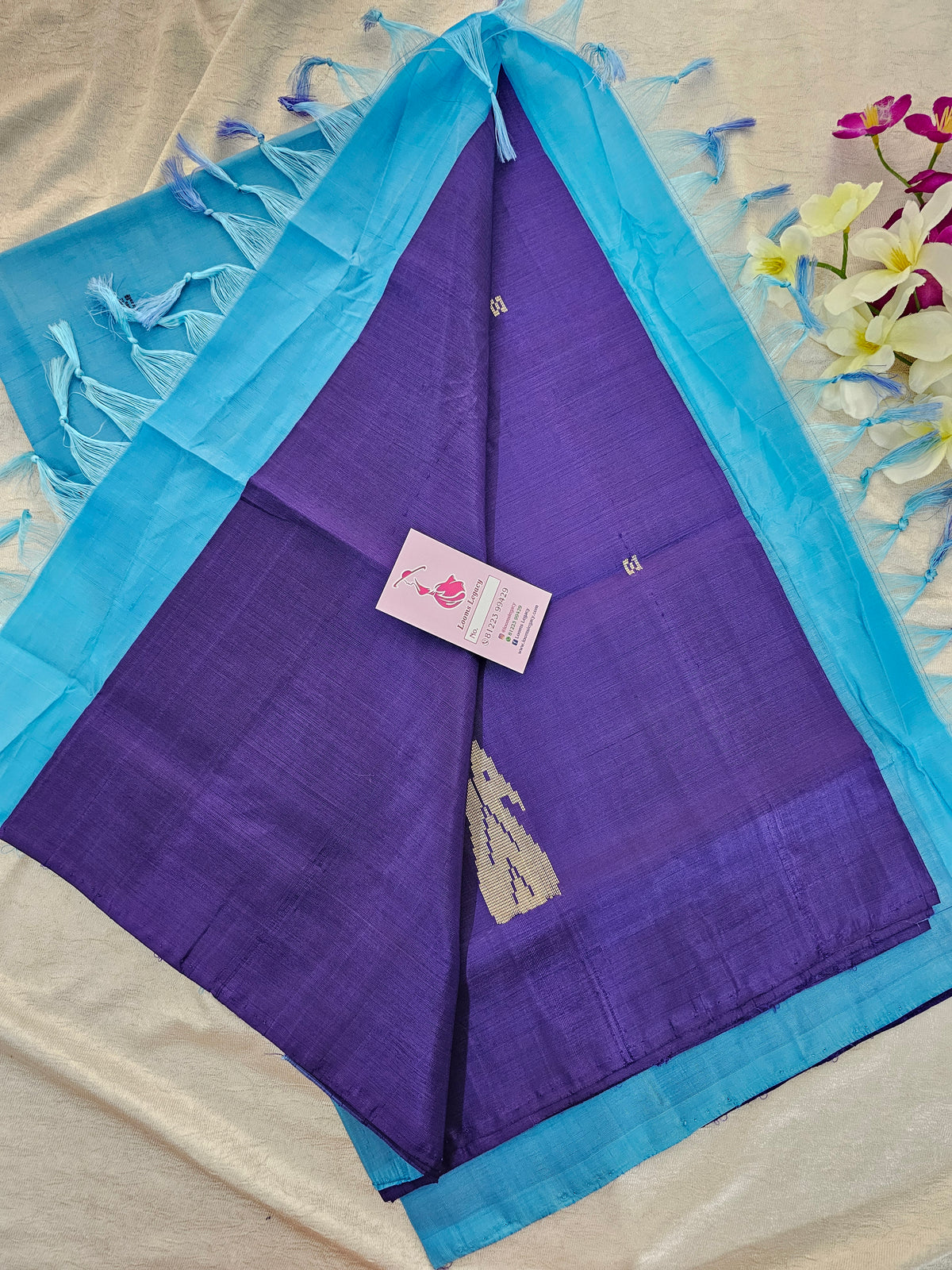 Violet with Blue Pallu Handwoven Chinnalampattu Saree