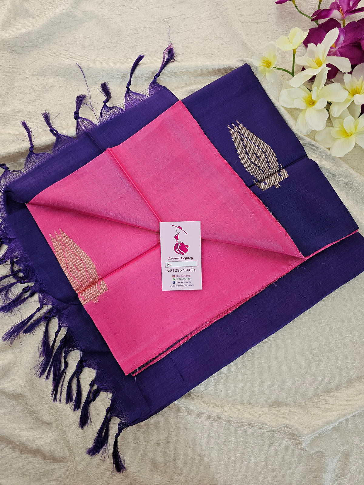 Pink with Violet Pallu Handwoven Chinnalampattu Saree