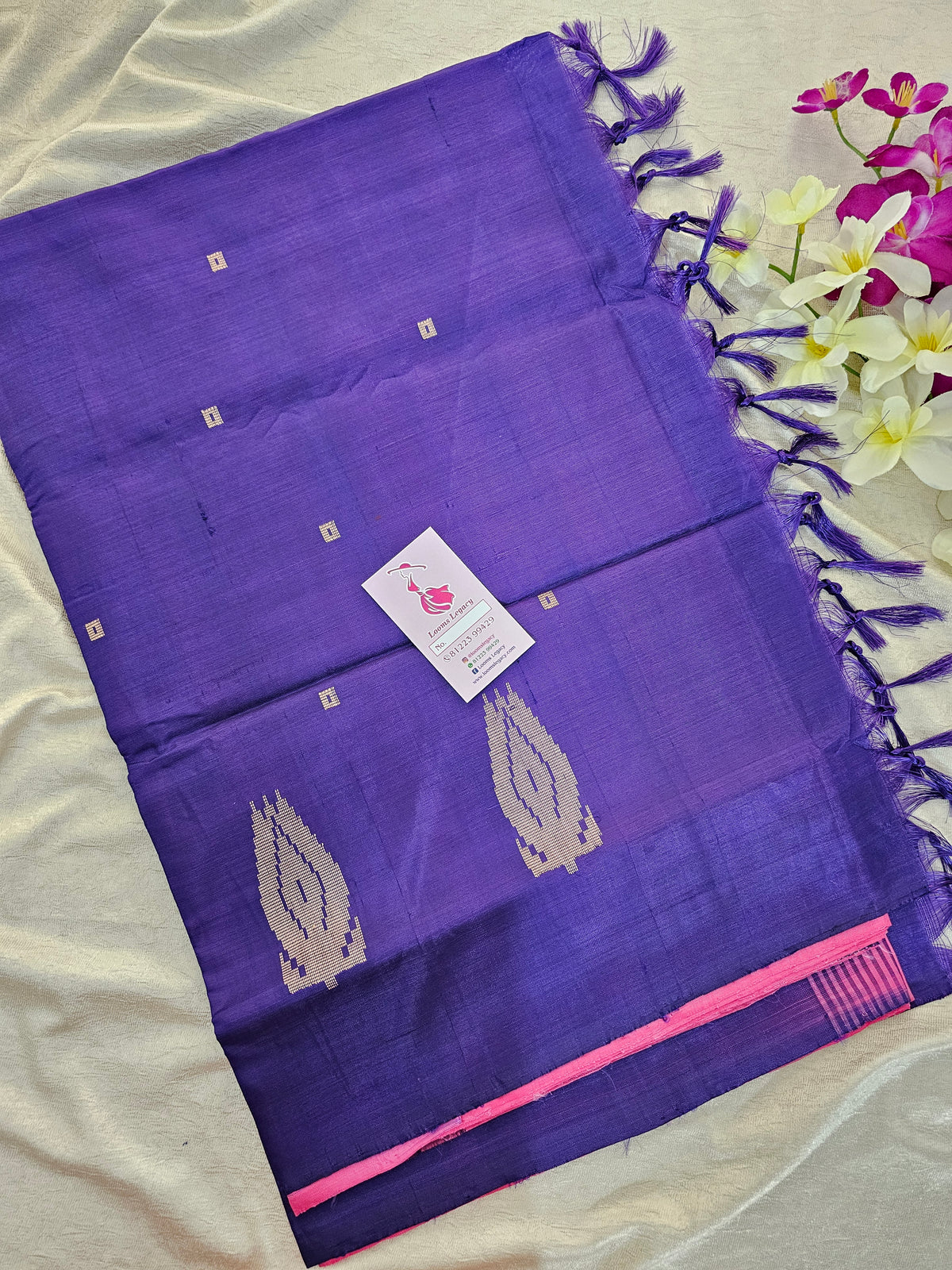 Pink with Violet Pallu Handwoven Chinnalampattu Saree