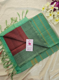 Maroon with Sea Green Border & Pallu Handwoven Chinnalampattu Saree