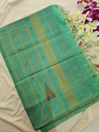 Maroon with Sea Green Border & Pallu Handwoven Chinnalampattu Saree