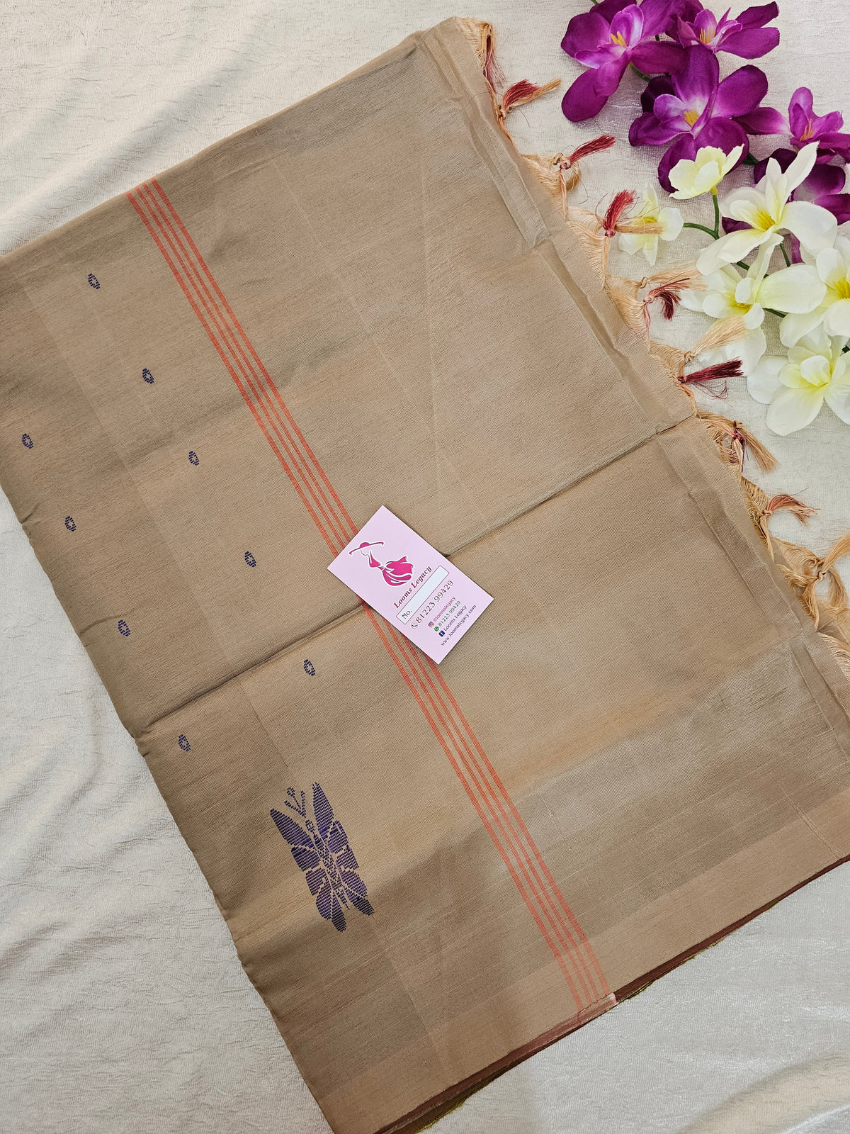 Brown cum Brown with Cream Pallu Handwoven Chinnalampattu Saree