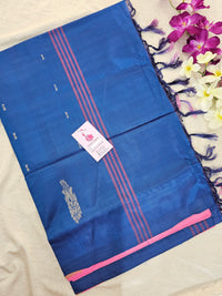 Pink with Blue Handwoven Chinnalampattu Saree