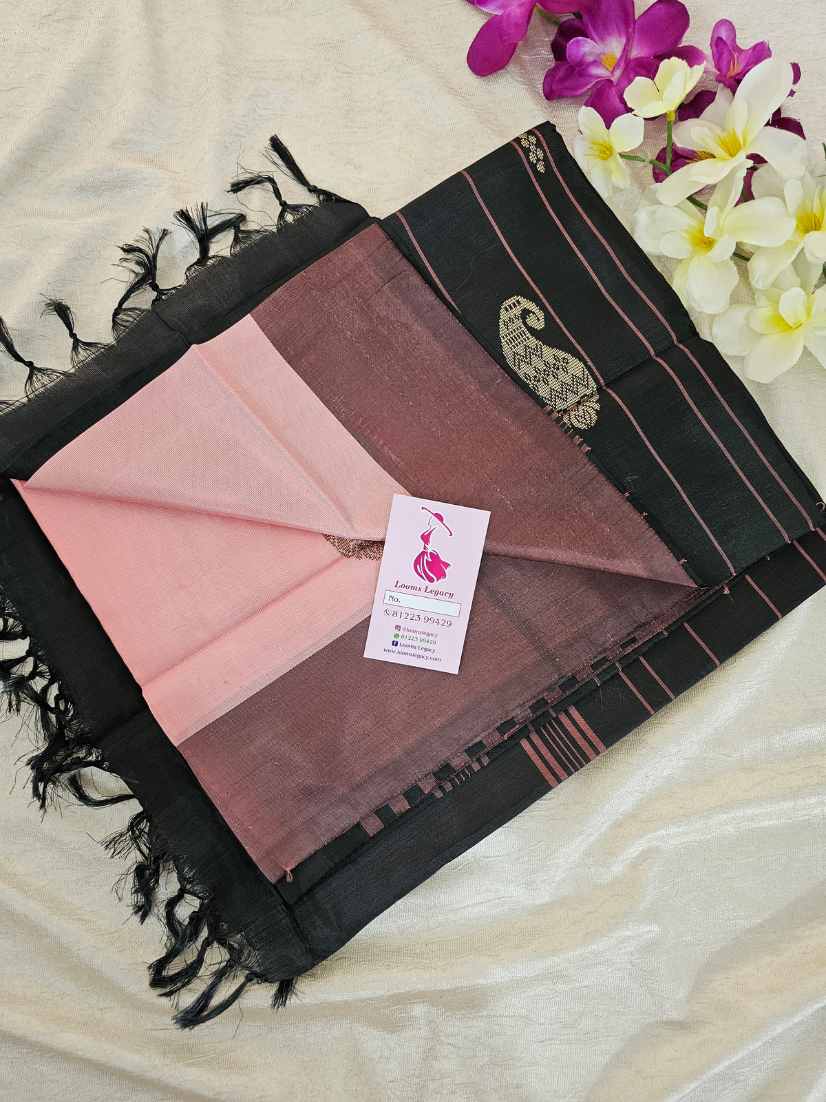 Pink with Black Handwoven Chinnalampattu Saree