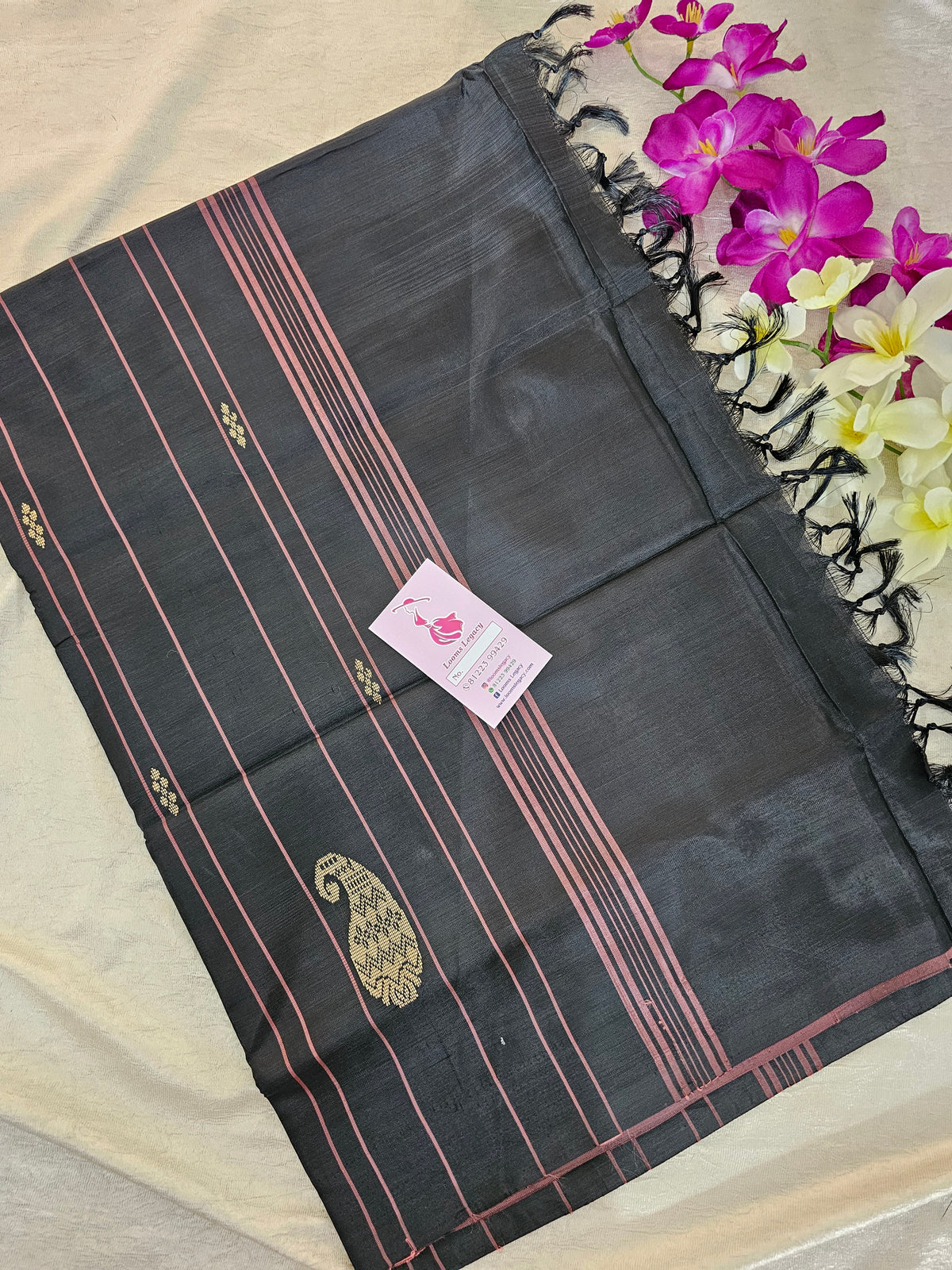 Pink with Black Handwoven Chinnalampattu Saree