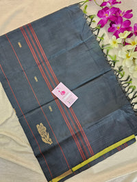 Dual Shade Yellow cum Green with Grey Handwoven Chinnalampattu Saree