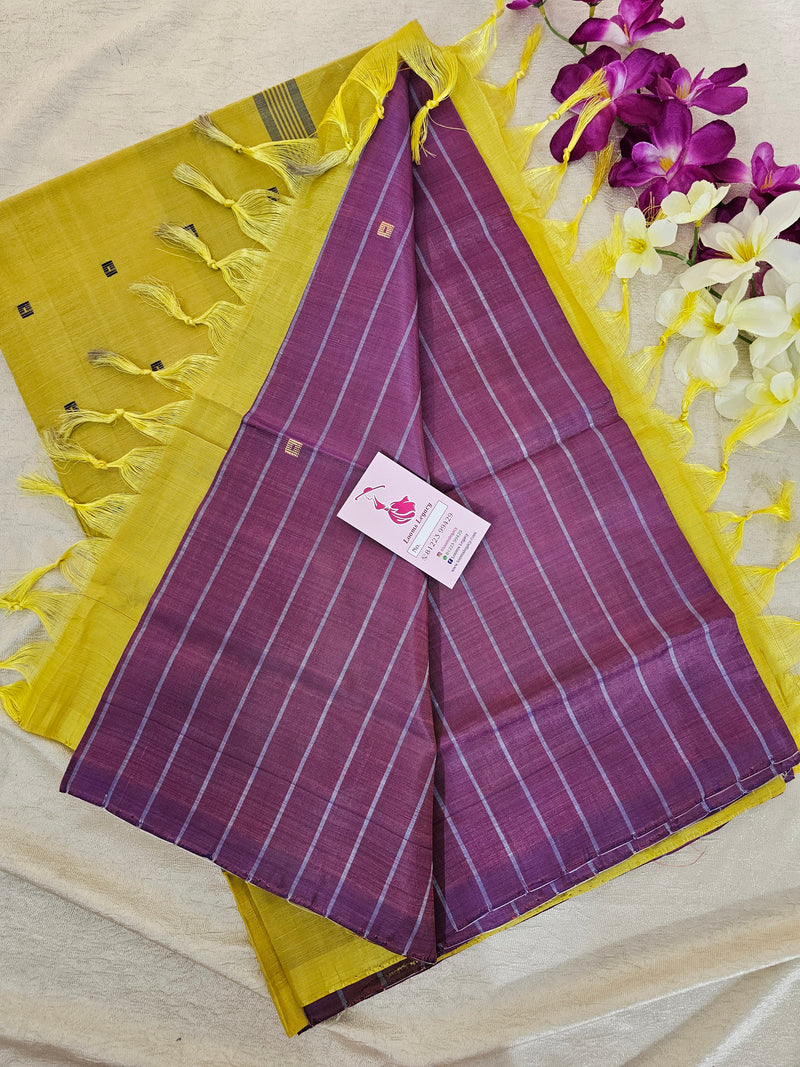 Dual Shade Purple with Yellow Handwoven Chinnalampattu Saree