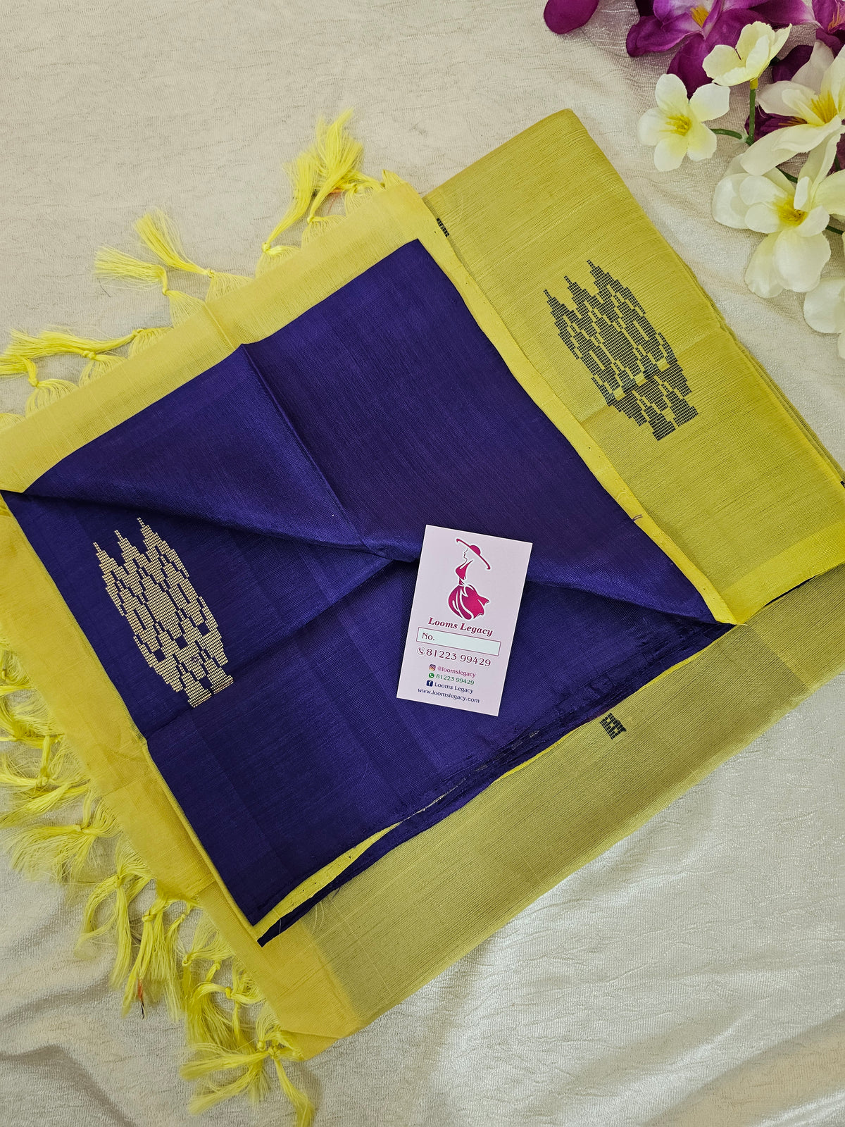 Violet with Yellow Handwoven Chinnalampattu Saree