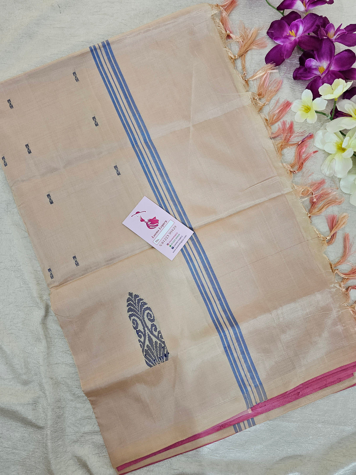 Pink with Cream Pallu Handwoven Chinnalampattu Saree