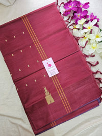 Blue with Maroon Border & Pallu Handwoven Chinnalampattu Saree