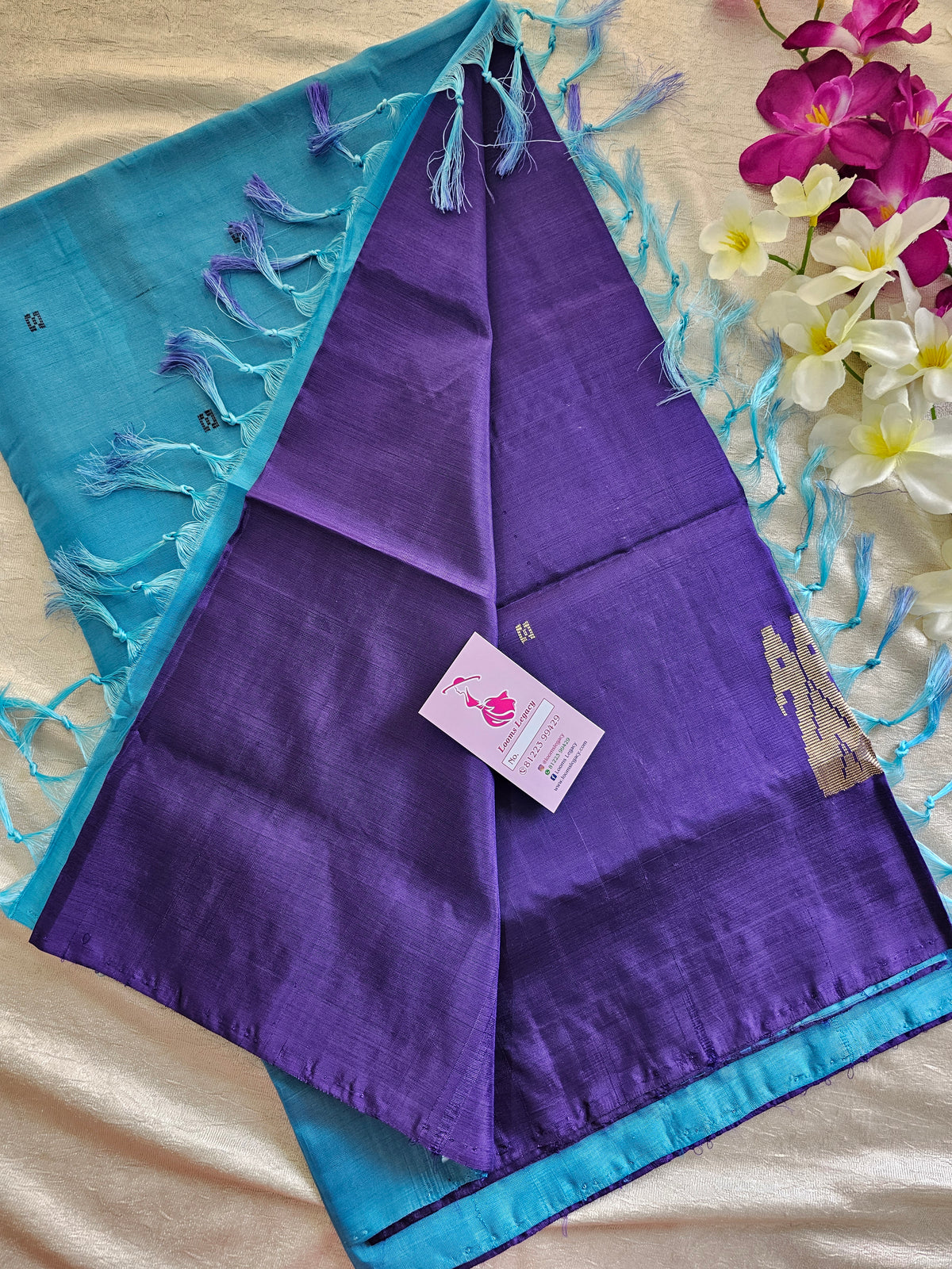 Violet with Blue Handwoven Chinnalampattu Saree