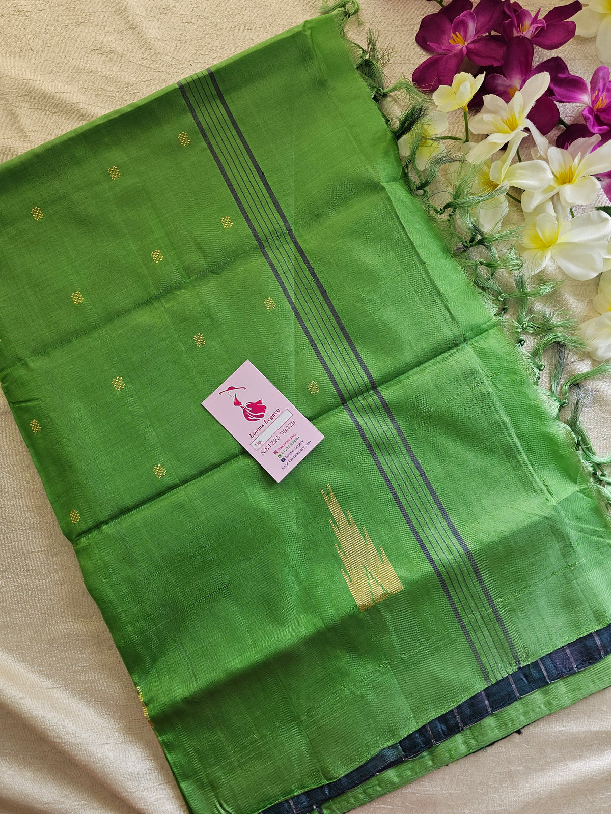 Peacock Green with Green Pallu Handwoven Chinnalampattu Saree