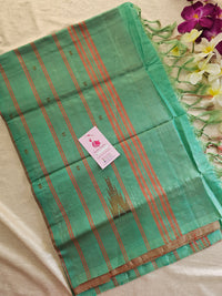 Red with Sea Green Border and Pallu Handwoven Chinnalampattu Saree