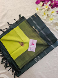 Neon Green with Dark Green Border and  Pallu Handwoven Chinnalampattu Saree