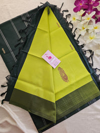 Neon Green with Dark Green Border and  Pallu Handwoven Chinnalampattu Saree