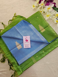 Pastel Blue with Green Pallu Handwoven Chinnalampattu Saree