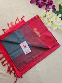 Grey with Pink Pallu Handwoven Chinnalampattu Saree