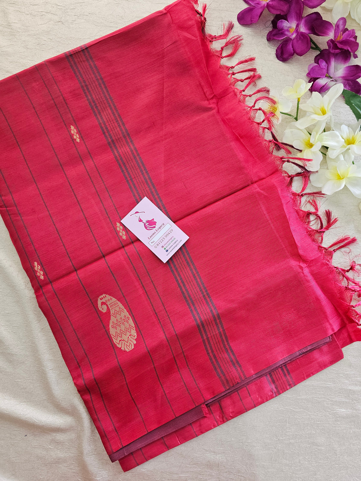 Grey with Pink Pallu Handwoven Chinnalampattu Saree